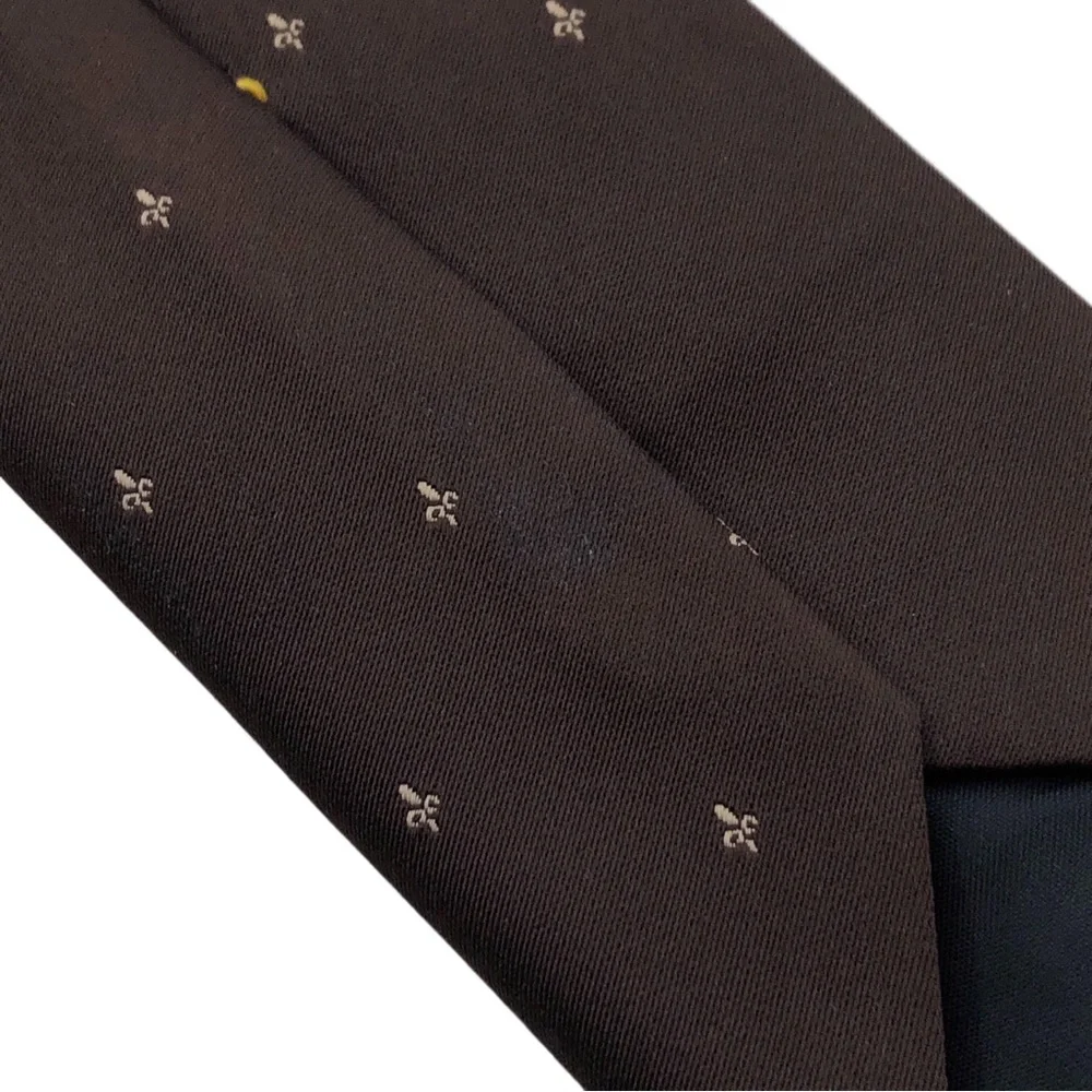 Oscar de la Renta Embroidered Fleur de lis Chocolate Brown Men’s Necktie